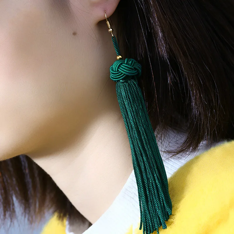 Винтажные этнические длинные висячие серьги с кисточками для женщин женские