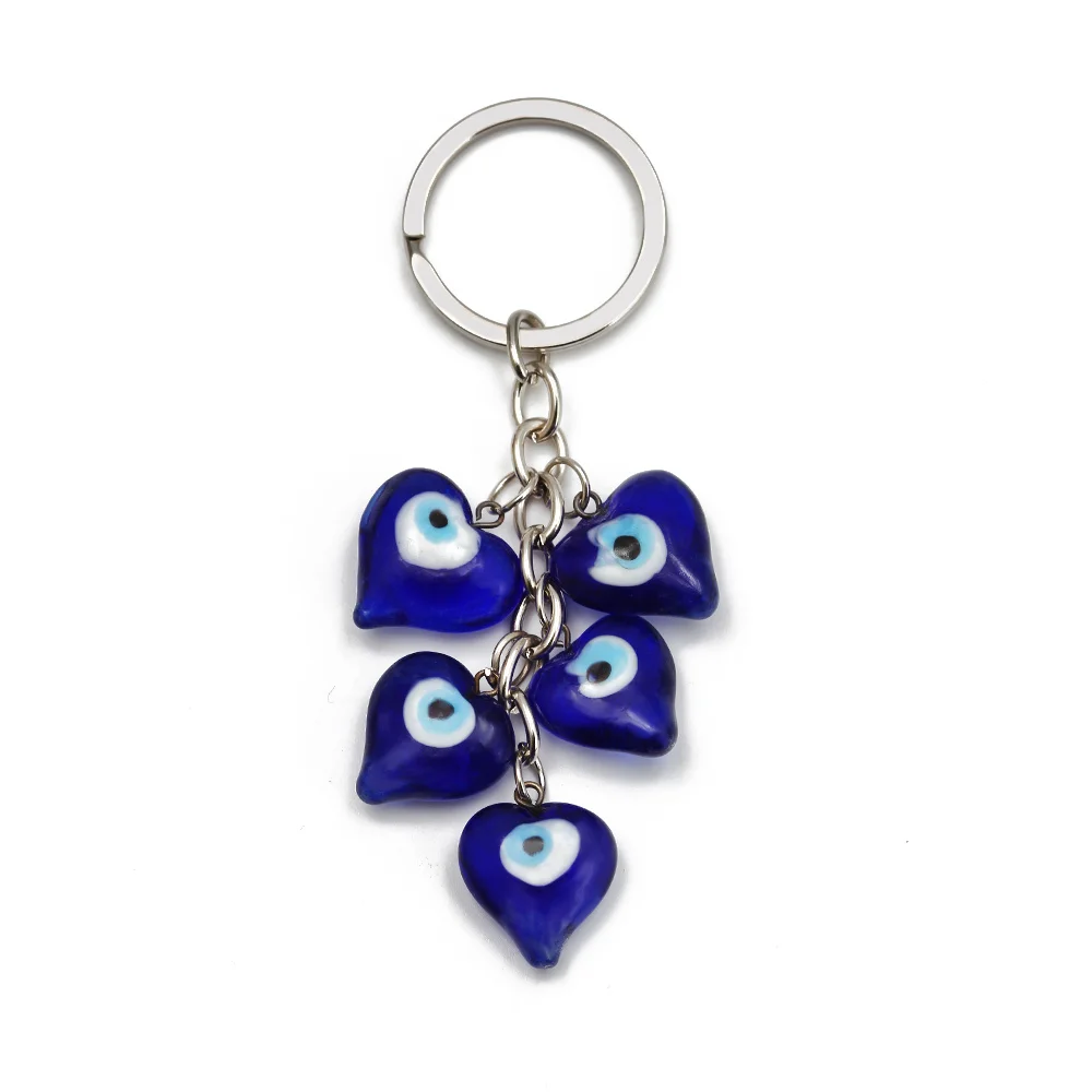 Lucky Eye Heart Evil Charms Keychain Blue Glass Beaded Bag For Women Men Fashion Jewelry EY204 | Украшения и аксессуары