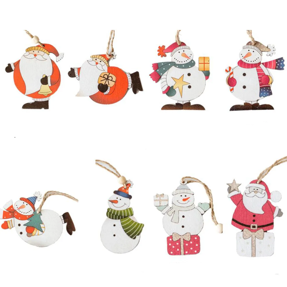 

Santa Claus Snowman Christmas Wooden Pendants Xmas Tree Hanging Ornaments Decorations For Home Kids Toys Gift Noel Navidad Decor