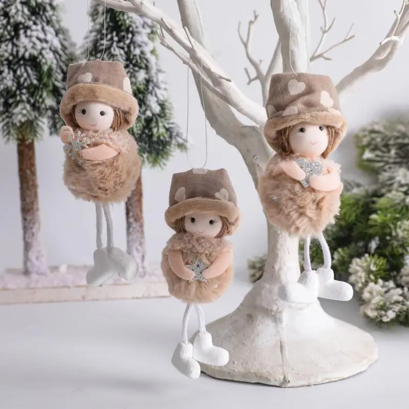 

New Christmas Decorations Plush Angel Girl Pendant Dolls Christmas Tree Ornament Handmade Crafts New Year 2022 Noel Natal 2021