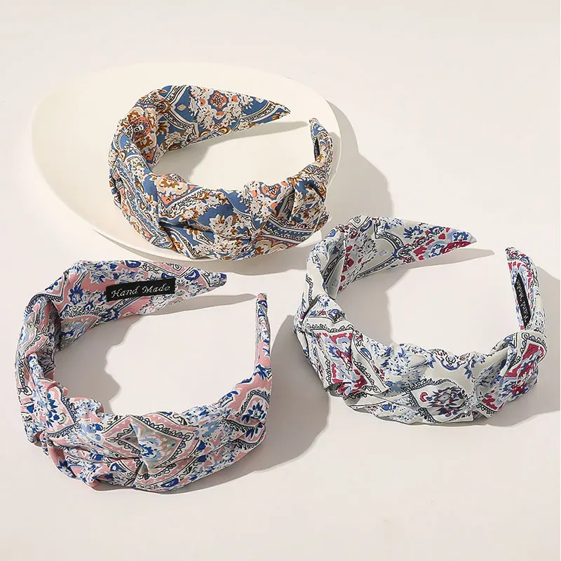 Обруч для волос Женский широкий с леопардовым принтом узлом повязка на волосы