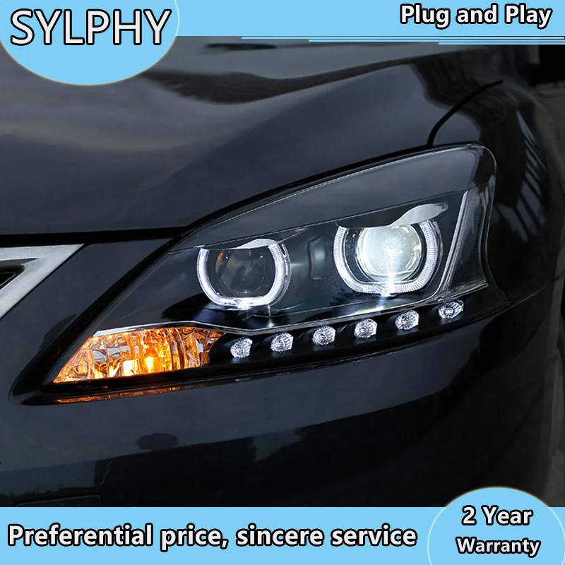 

Стайлинг автомобиля Стайлинг для Nissan Sylphy фары 2012-2015 Sentra светодиодные фары DRL Биксеноновые линзы дальний и ближний свет