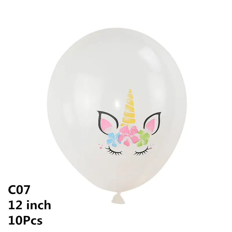 10pcs-C07 10 шт. 12 дюймов Единорог латексные шары Набор DIY мультфильм Лошадь Единорог шары принцесса день рождения украшения свадебные шары - Цвет: 10pcs-C07