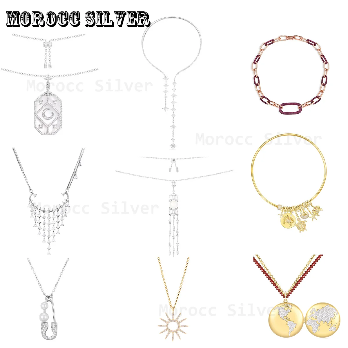 

S925 Sterling Silver Jewelry 1:1 Copy, High Quality Temperament, Exaggerated Crystal Tassel Pin, Women's Sweater Necklace