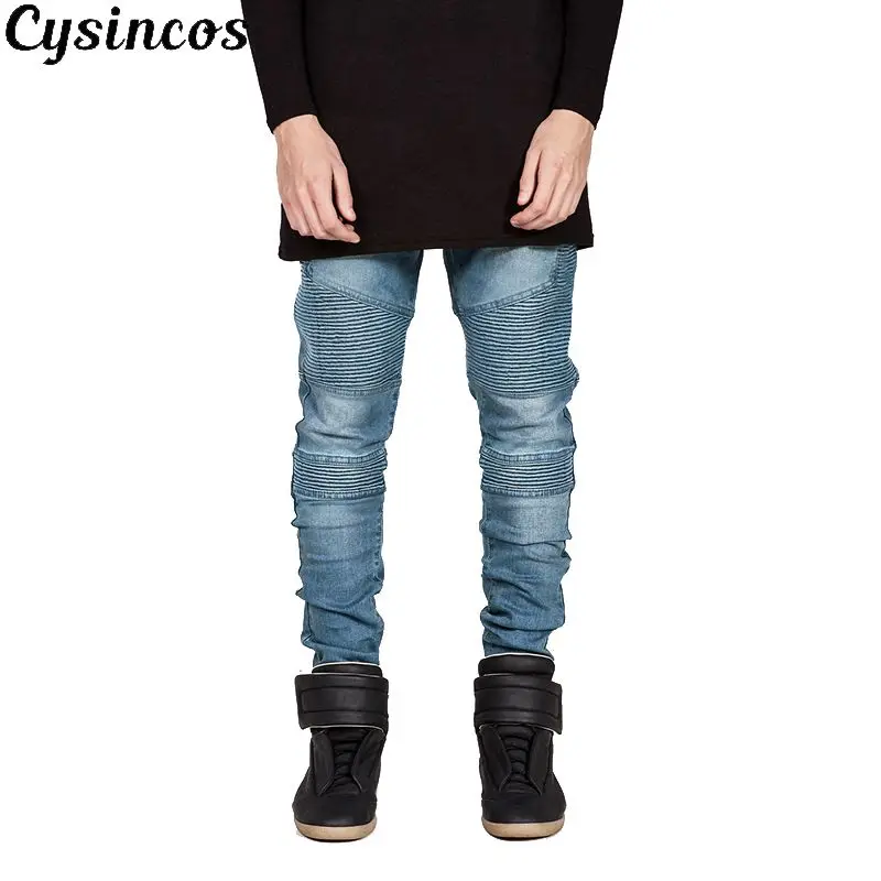 CYSINCOS 2019 уличная одежда мужские рваные байкерские джинсы Homme мотоциклетные