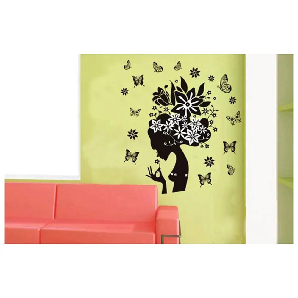 Настенная Наклейка с цветами бабочками девушками креативное украшение для