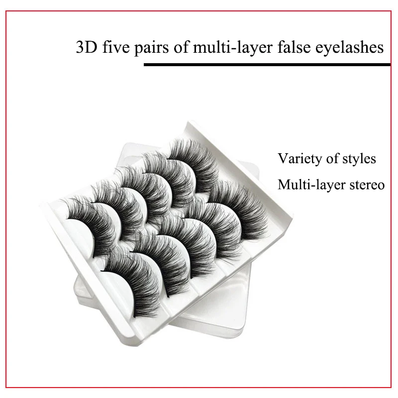 

3D Synthetic Hair False Eyelashes 5 Pairs Natural Thick Simulation Curl Lash Extension Make Up Tools Beauty Eyelash