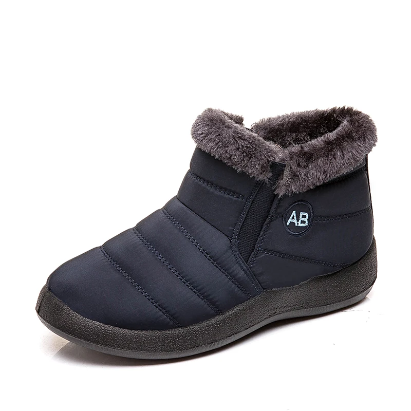 BLUE 2 Большие размеры 35-43, г. Новые зимние женские ботинки зимние ботинки женские повседневные водонепроницаемые хлопковые ботинки с боковой молнией и толстым плюшем - Цвет: BLUE 2