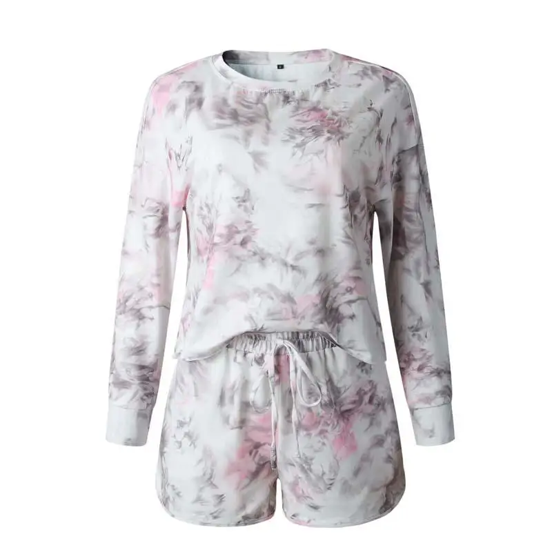 

2020 Flower Lounge Wear Set Women Two Piece Outfits Lounge Set Long Sleeve Lounge Wear 2 Piece Short Sets For Women
