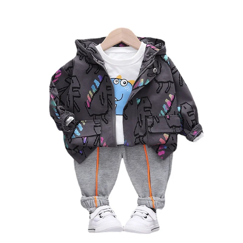 

New Autumn Kids Boys Fashion Clothes Children Girls Hooded Jacket T-Shirt Pants 3Pcs/Sets Spring Toddler Baby Casual Tracksuits