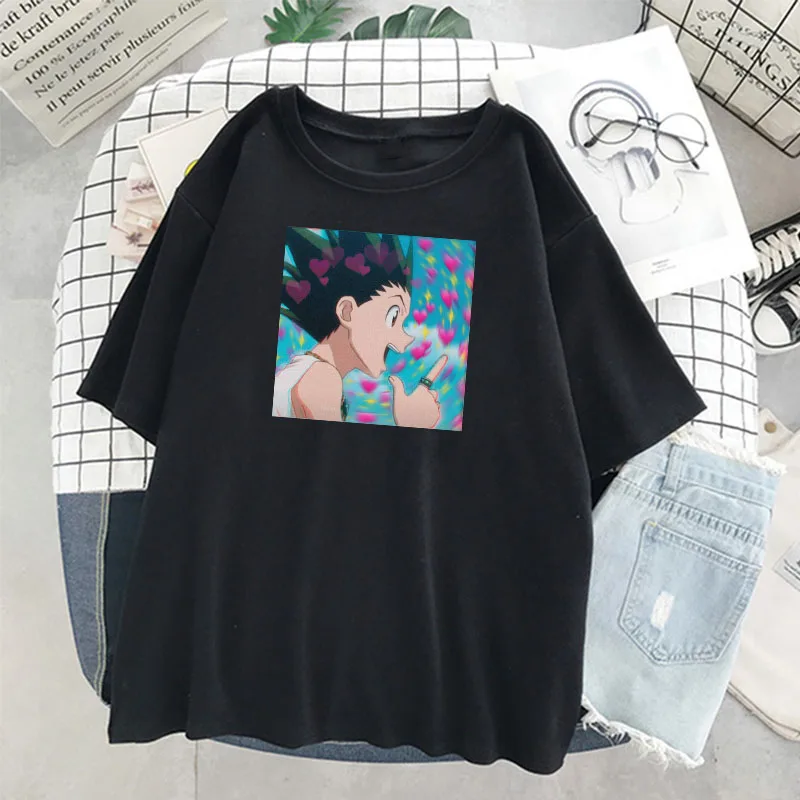 Летние Hunter X Топы гон-Фрикс Love/женская футболка топы футболки с коротким рукавом и