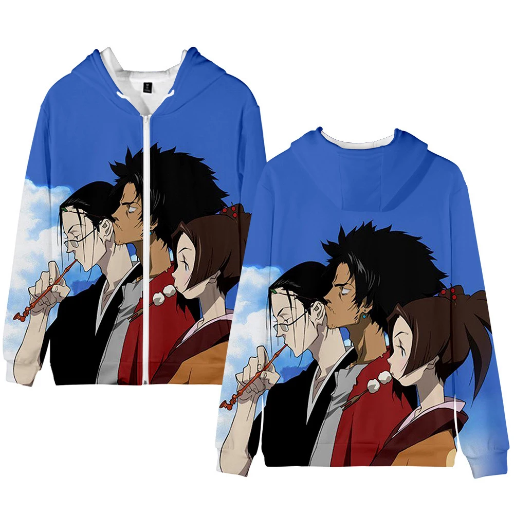 

Толстовка с капюшоном для косплея самурайского хамплоо Муген Цзинь Касуми фуу с 3D-принтом пальто на молнии с капюшоном Повседневная модная ...