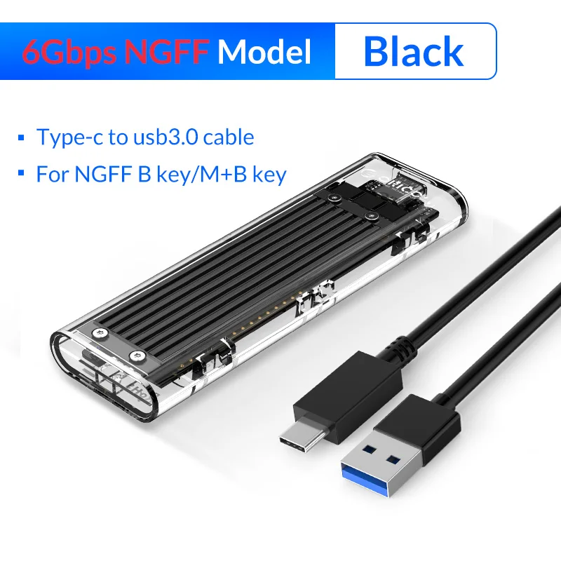 ORICO M.2 для Тип-C SSD корпус NVME прозрачный USB3.1 Gen2 10 Гбит/с Поддержка UASP 2 ТБ для NVME PCIE NGFF SATA м/B Ключ SSD жесткий диск