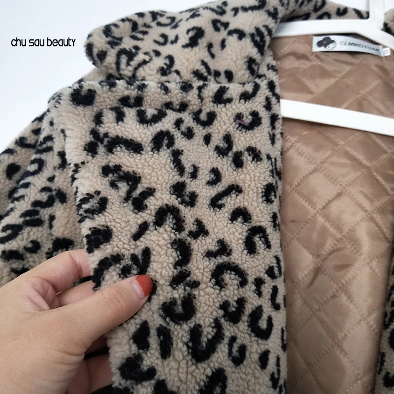 

Luxury Fashion Leopard Long Teddy Bear Jackets Coats Women 2020 Winter Thick Warm Outerwear Brand Fashion Faux Fur Coat Female