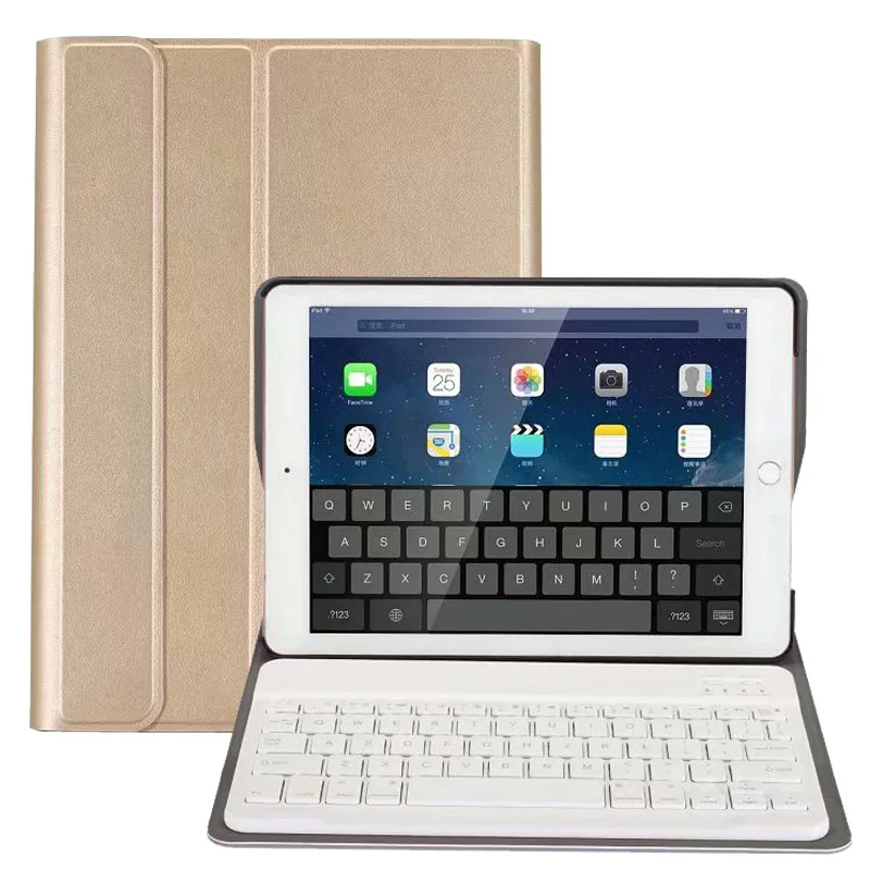 Gold 1 Чехол для iPad 10,2 чехол ультра тонкий Съемный беспроводной Bluetooth клавиатура чехол для iPad 7го поколения A2200 A2197 A2198 - Цвет: Gold 1