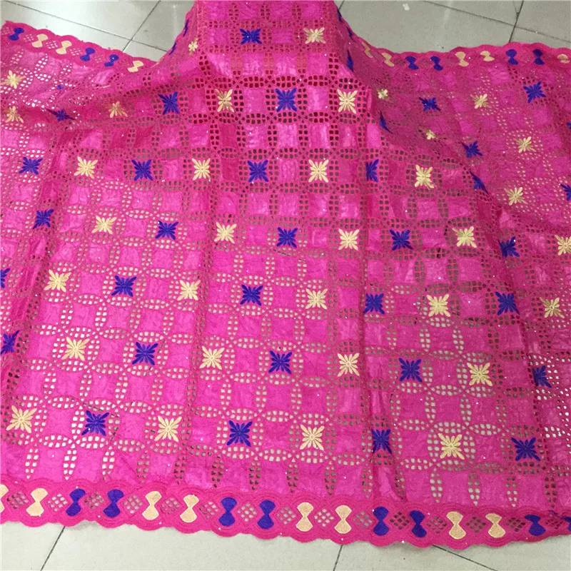 Красный африканский базин богатый материал для женщин с камнями вышивка