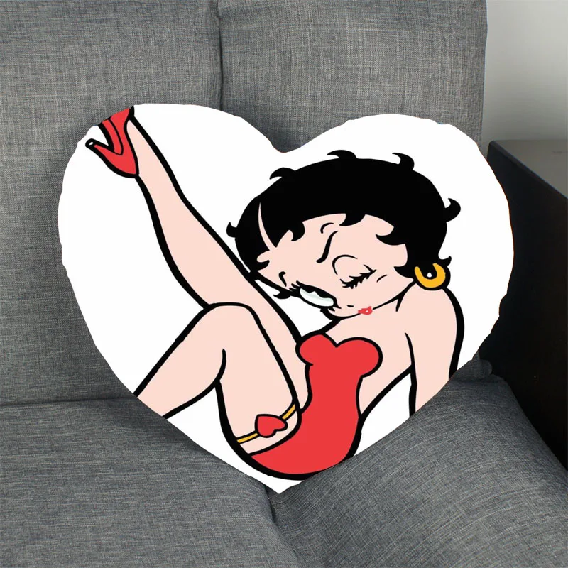 2 Betty Boop горячая Распродажа наволочка в форме сердца на заказ Наволочка на молнии для свадьбы для дома или офиса, декоративные, размер 41x36 см, 47x42 см - Цвет: 2