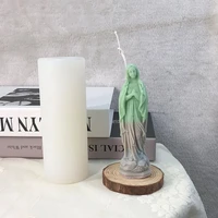 14 5cm 3d virgin mary candle mold prayer candle wax mold goddess sculpture candle aromatherapy plaster silicone mold