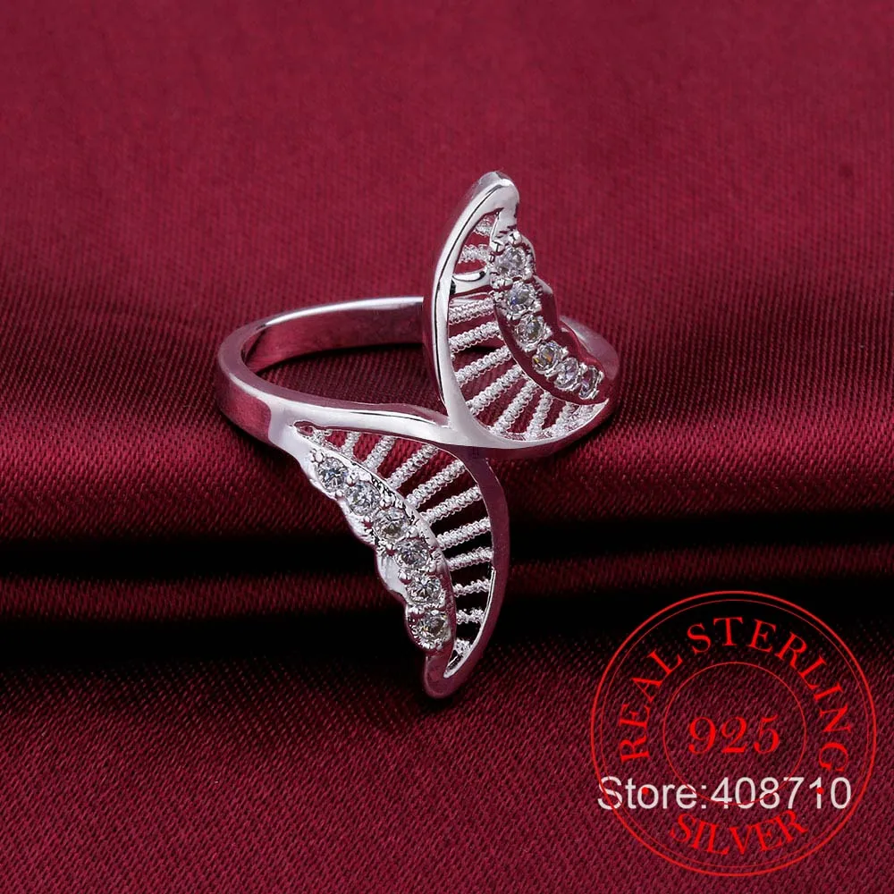 

Fashion Sterling 925 Silver Rings For Women Jewelry Simple Hollow Design Bridal Wedding Engagement Ring Bijoux