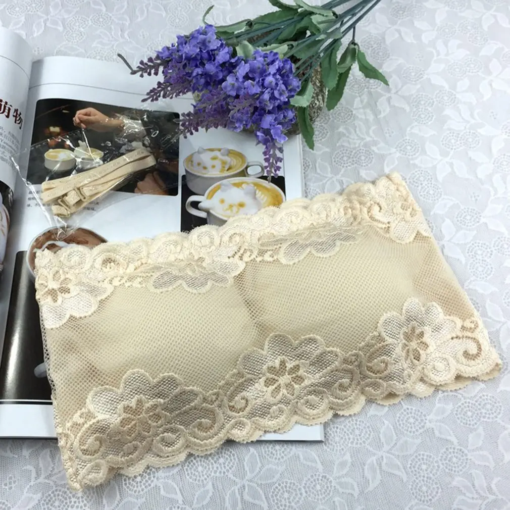 

Spring Autumn New Lace Flower Solid Color SexyTube Top Ladies All-Match Bottoming Bra Wrapped Underwear Chest Pad 831