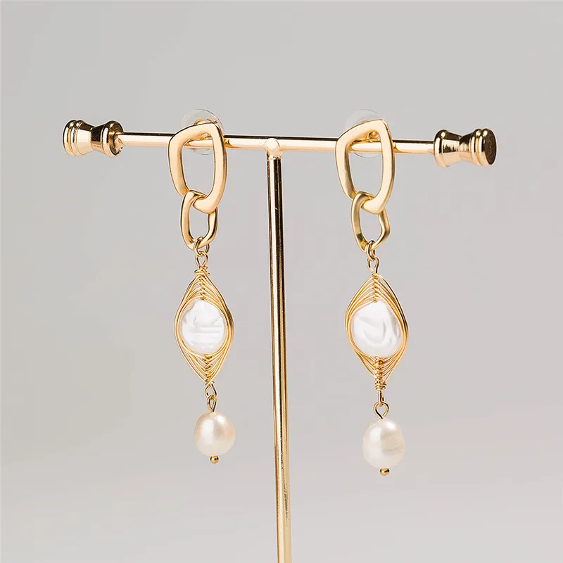 Корейские милые богемные Нерегулярные геометрические свежие жемчужные серьги