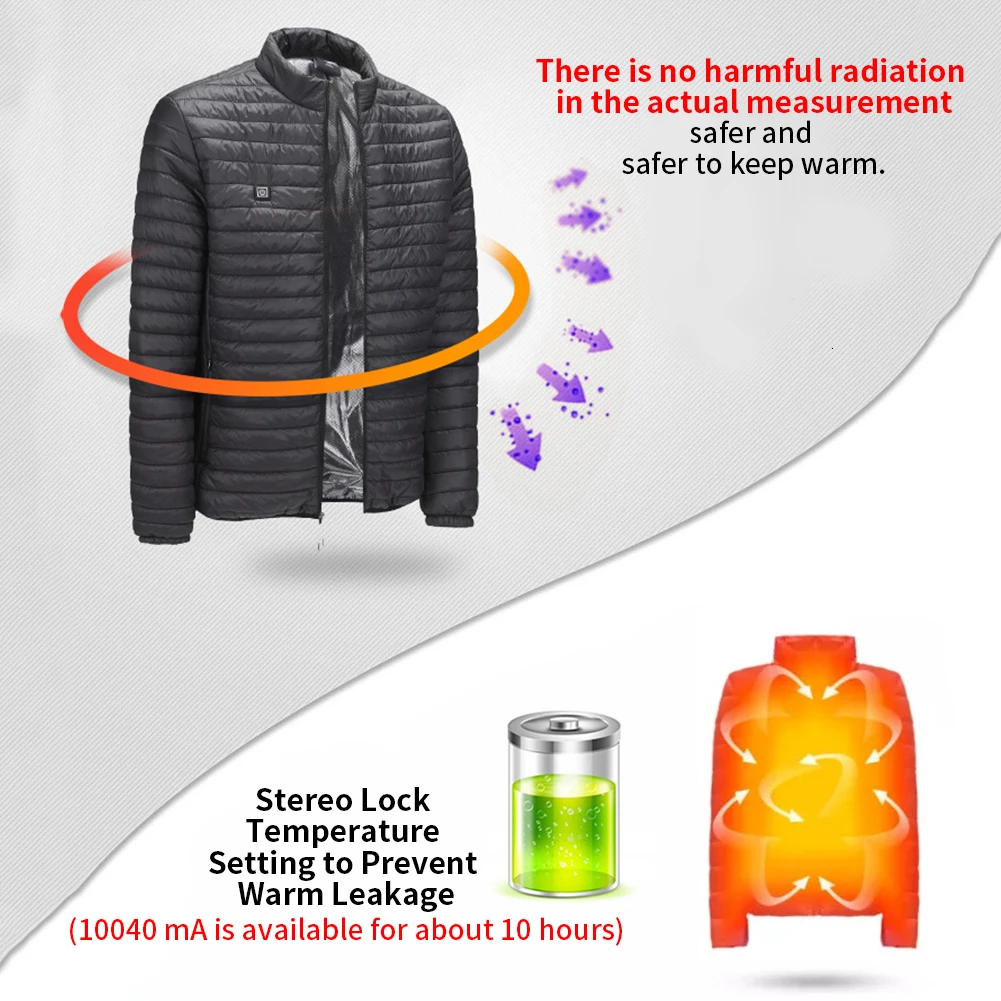 Куртки с подогревом наружный жилет пальто USB электрическим аккумулятором