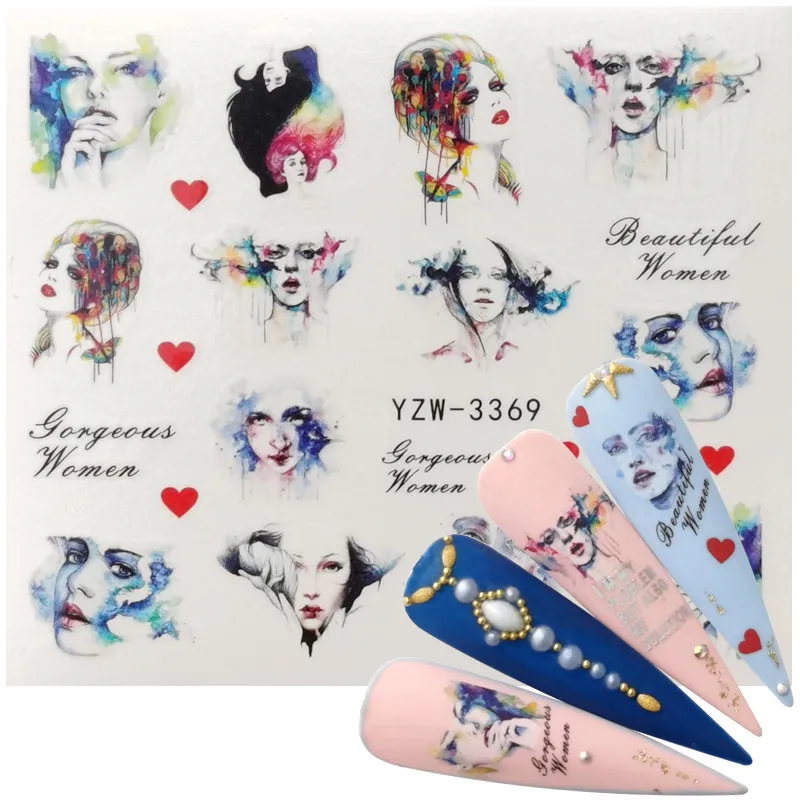 

1 Sheet Nail Art Stickers Comic girl Stickers Decoration for Nails Styling Tools Water Transfer Stickers Decals