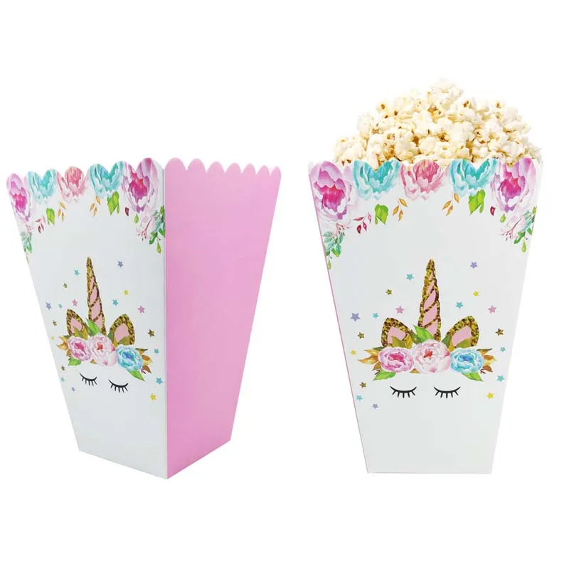 8 шт. вечерние коробки для попкорна с единорогом свадебные Подарочный пакет из