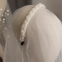 niushuya pearl headband hairband crown tiara wedding hair accessories for women romantic full pearls head band party hairwear