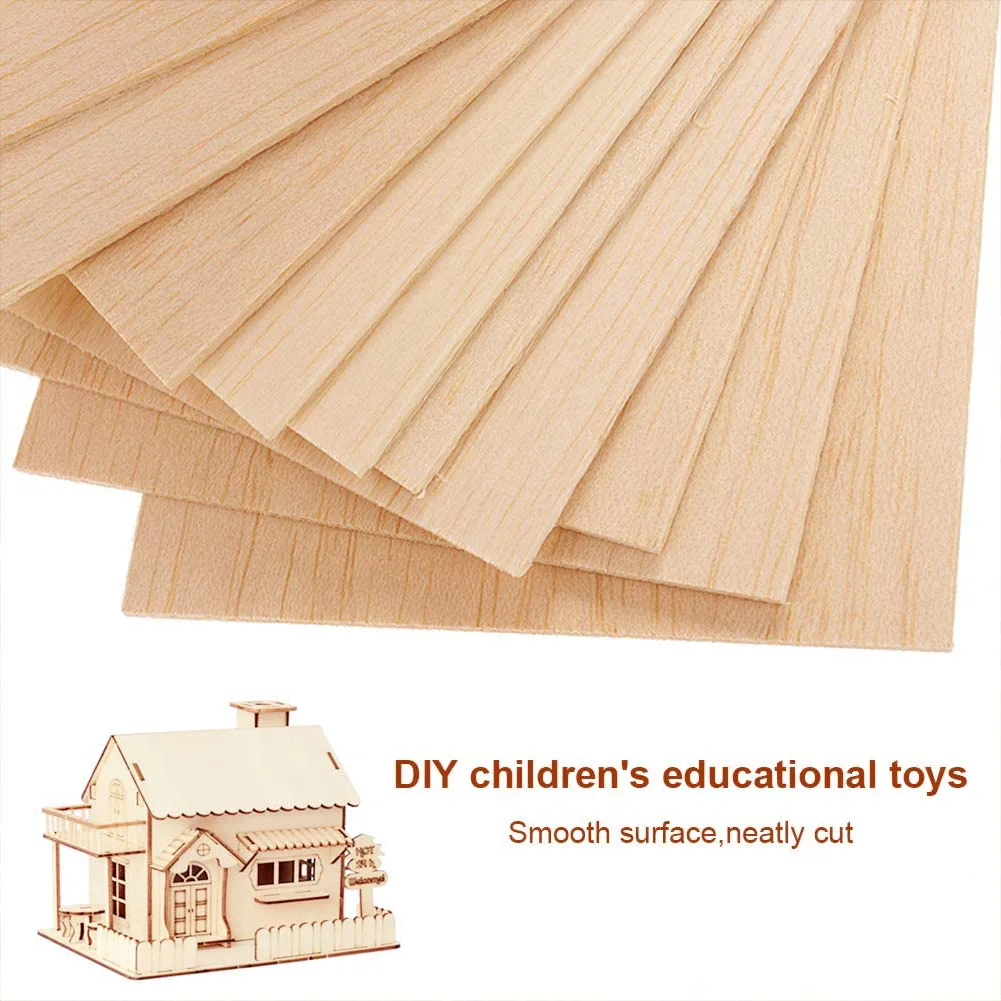 10 листов фанеры декоративные деревянные чипсы незакрашенные недоделанные бальзовое дерево квадратная тонкая доска для моделирования DIY.