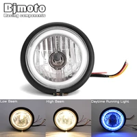 bjmoto 6 5 inch round led head light drl lamp motorcycle headlight bulb for sporster iron 883 1200t 1200 custom dyna softail
