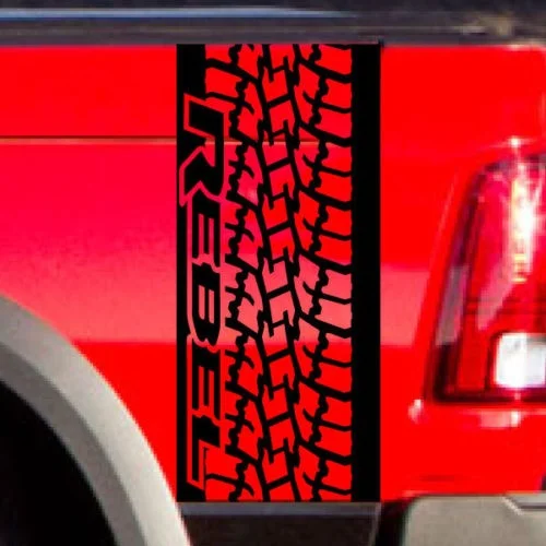 Для 2 шт. Dodge Ram Rebel боковая полоска протекторная кровать с логотипом Виниловая