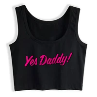 crop top sport yes daddy graphic ap ddlb ddlg bdsm submissive summer white cotton tops women