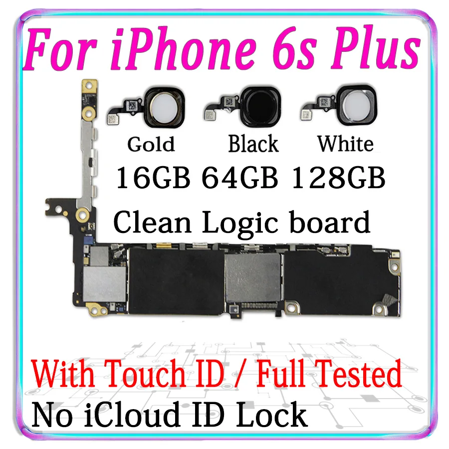 Бесплатный iCloud для iPhone 6S Plus материнская плата с системой IOS MB, оригинальная разблокированная для iPhone 6S P логическая плата с сенсорным ID