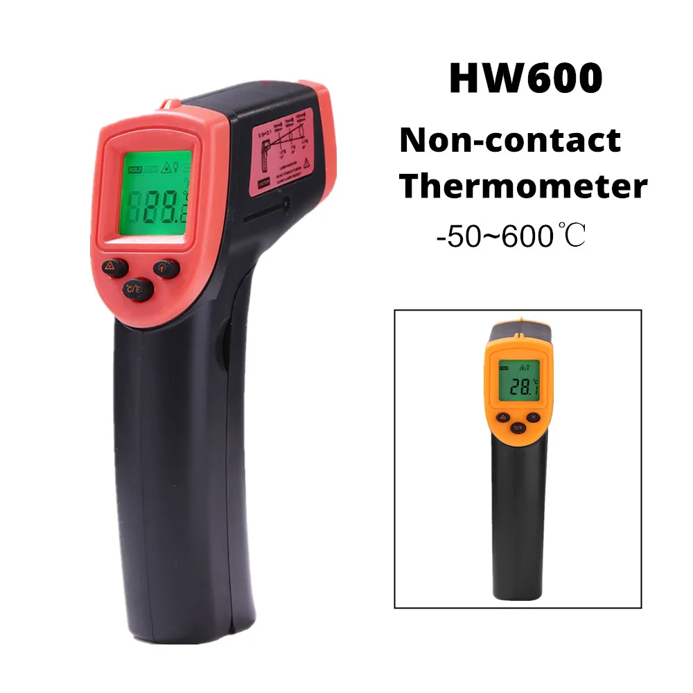 Industrial Digital Thermometer Non-contact Temperature Meter IR Pyrometer HW600 Infrared Thermometer Gun -50~600℃ / -58~1122℉