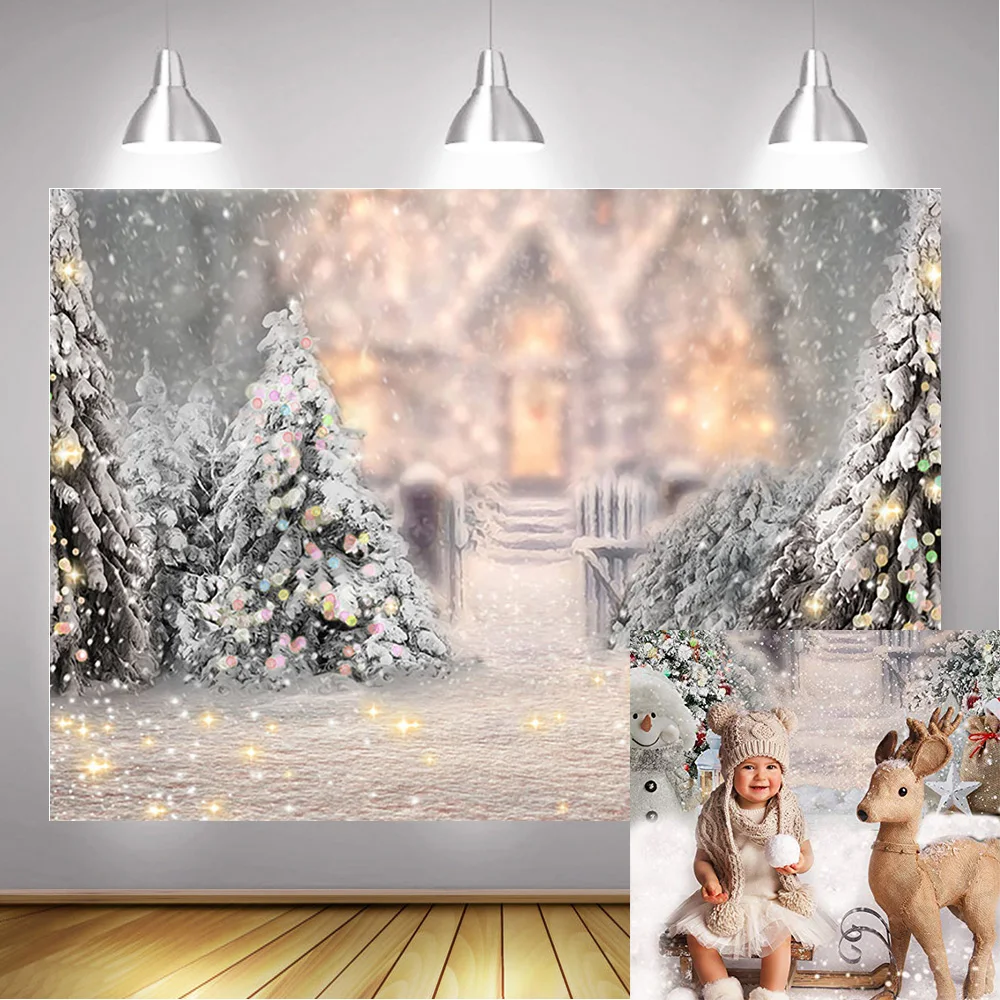 Фон для фотосъемки новорожденных с изображением рождественской елки снежинки