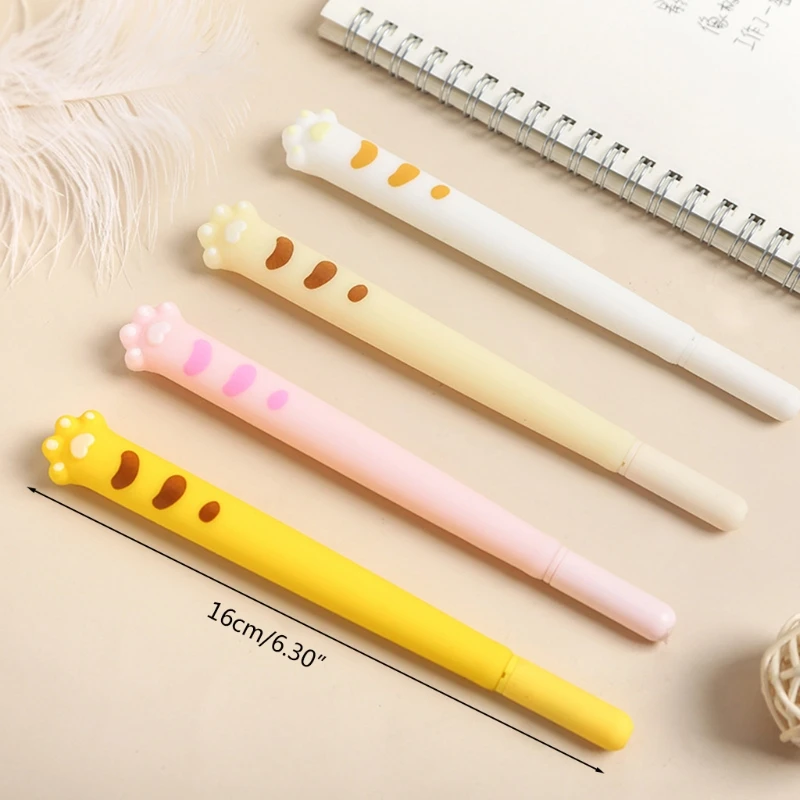 

4pcs Cartoon Cat Paw Gel Pen Refillable Smooth Writing Gel Pen for Gift Giveaway