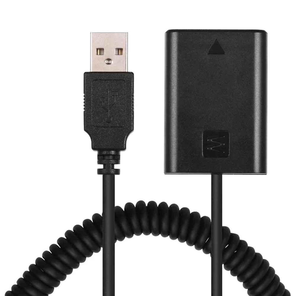 

5V USB NP-FW50 Dummy Battery Pack Coupler Adapter with Flexible Spring Cable for Sony A7 A7II A7R A7S A7RII ILDC Camera