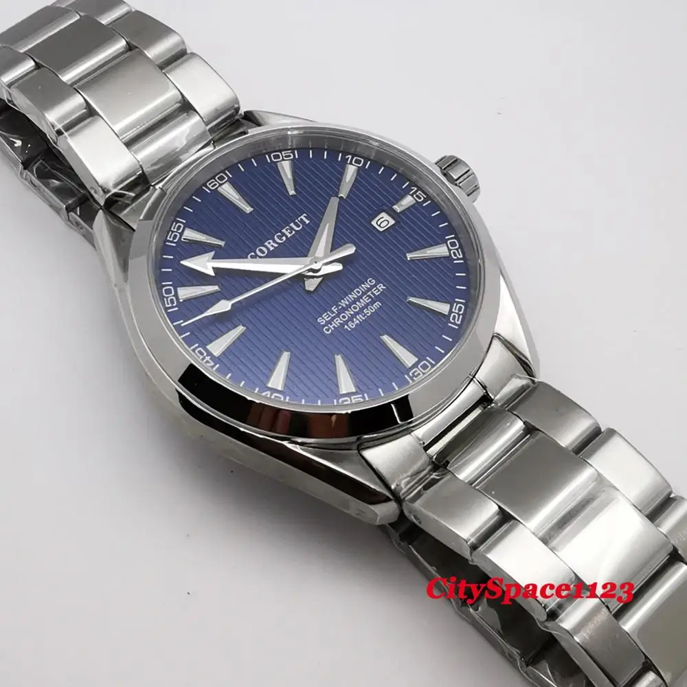 41 мм Corgeut автоматические механические наручные часы из нержавеющей стали