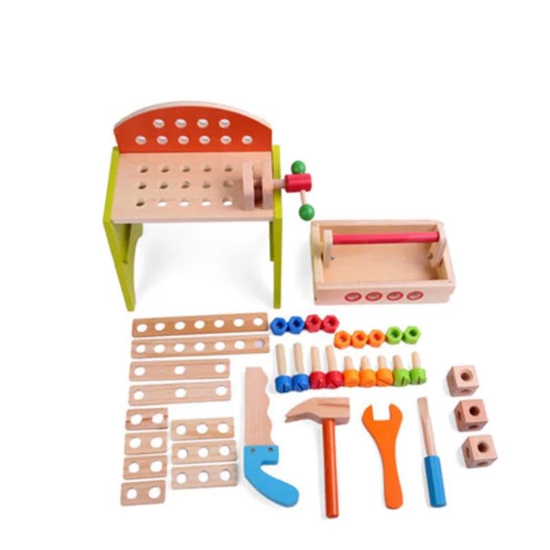 

Wooden Toy Multifunctional Tool Table Children's Nut Combination Assembly Toy Boy Disassembly Tool Box