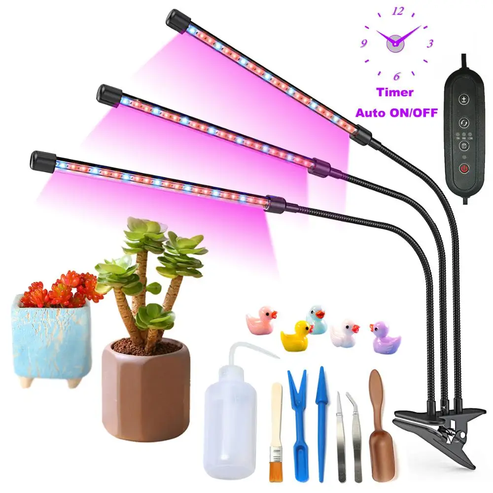 30 Вт 3 головы светать полный спектр освещение для растений настольная растущая