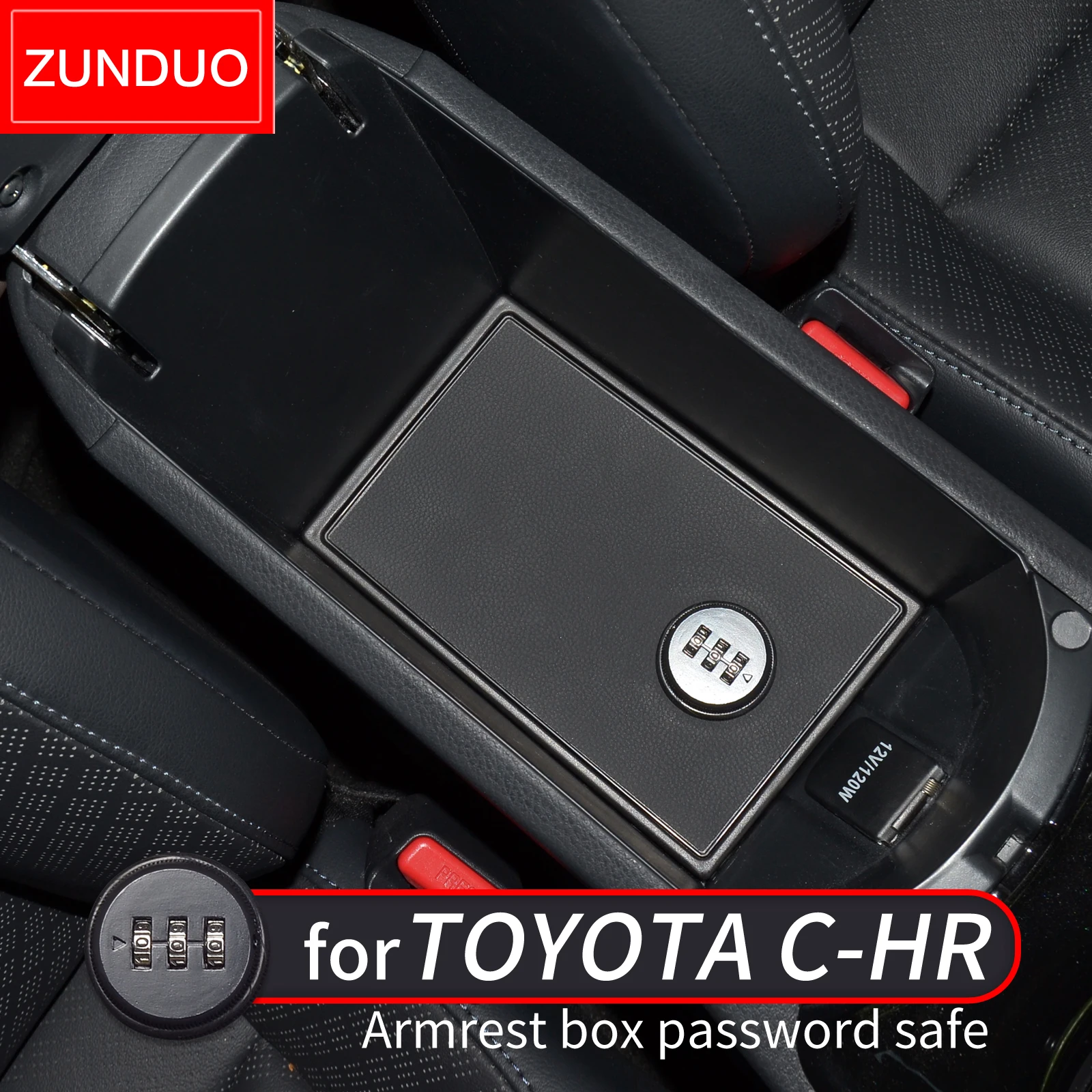 ZUNDUO güvenlik güvenli şifreli kilit kutusu Toyota CHR için C-HR IZOA 2016 - 2021 aksesuarları üç dijital deri gizlilik koruma