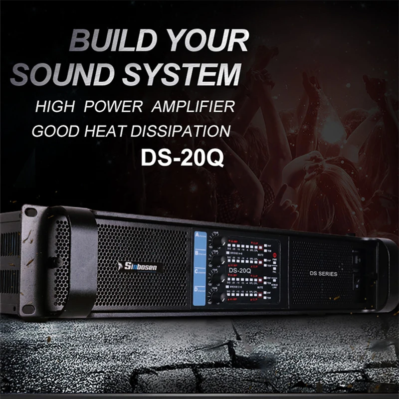 DS-20Q 4 канала 4000 Вт 2200 Вт x 4 Профессиональный усилитель мощности звука для сабвуфера