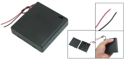 SODIAL(R) Plastic On/Off Switch 4 x 1.5V AA Battery Case Holder w Cap Black |