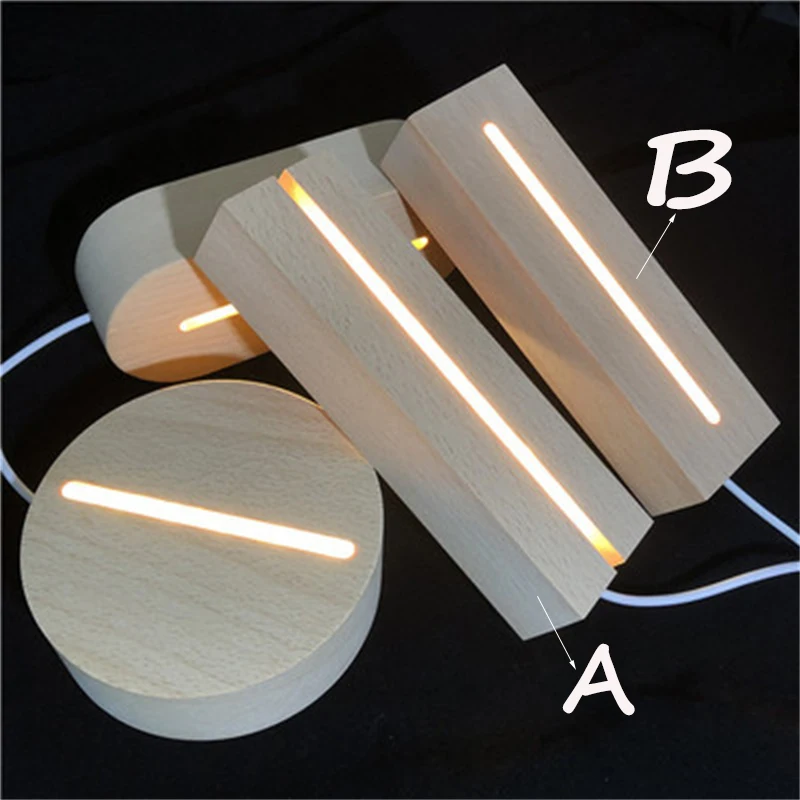 Ночсветильник 3D с текстом под заказ USB прикроватная лампа деревянной основой