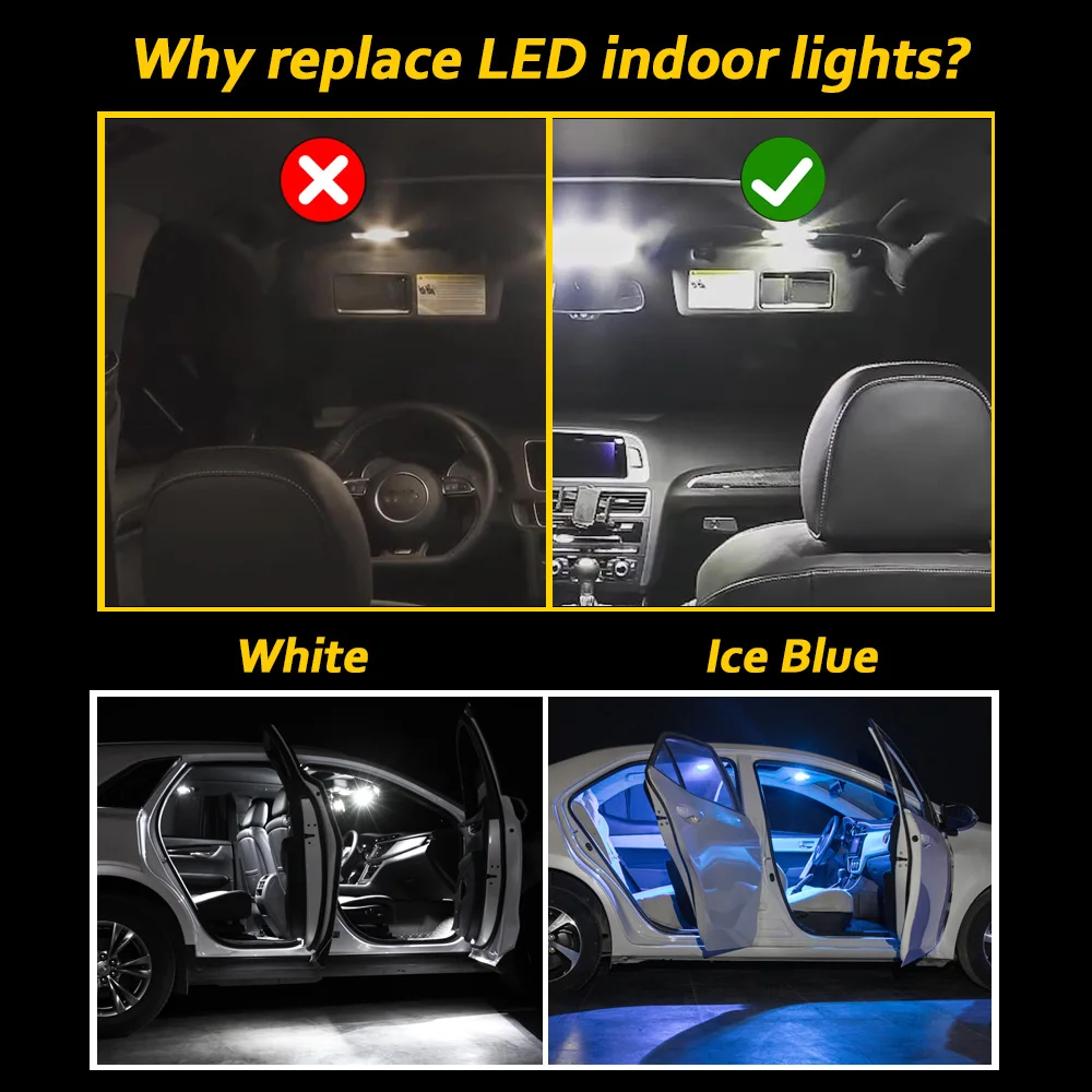 MDNG 11Pcs LED Interior Light Kit For Toyota Camry 2002 2003 2004 2005 2006 Canbus Car Bulb Dome Map Reading License Plate Lamp |