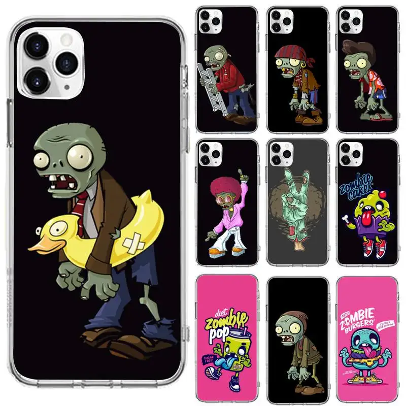 

Cute cartoon zombie Phone Case Transparent for iPhone 6 7 8 11 12 s mini pro X XS XR MAX Plus cover funda shell
