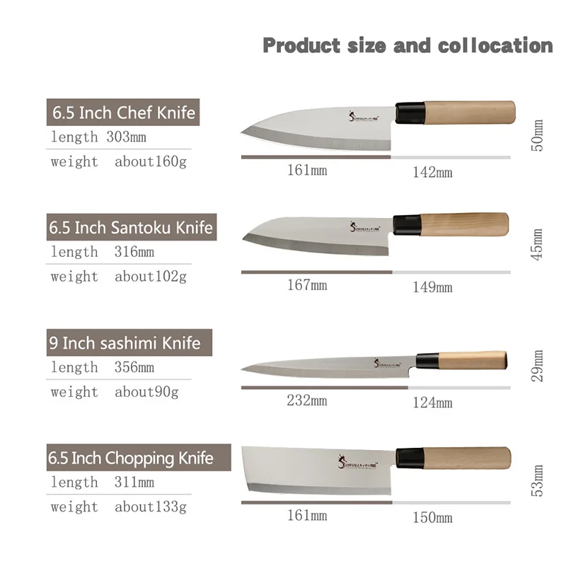 

Kitchen Knife Set Damascus Stainless Steel 9'' Sashimi 6.5'' Santoku Chopping Chef Knife Bone Fish Vegetable Sushi Meat Knives