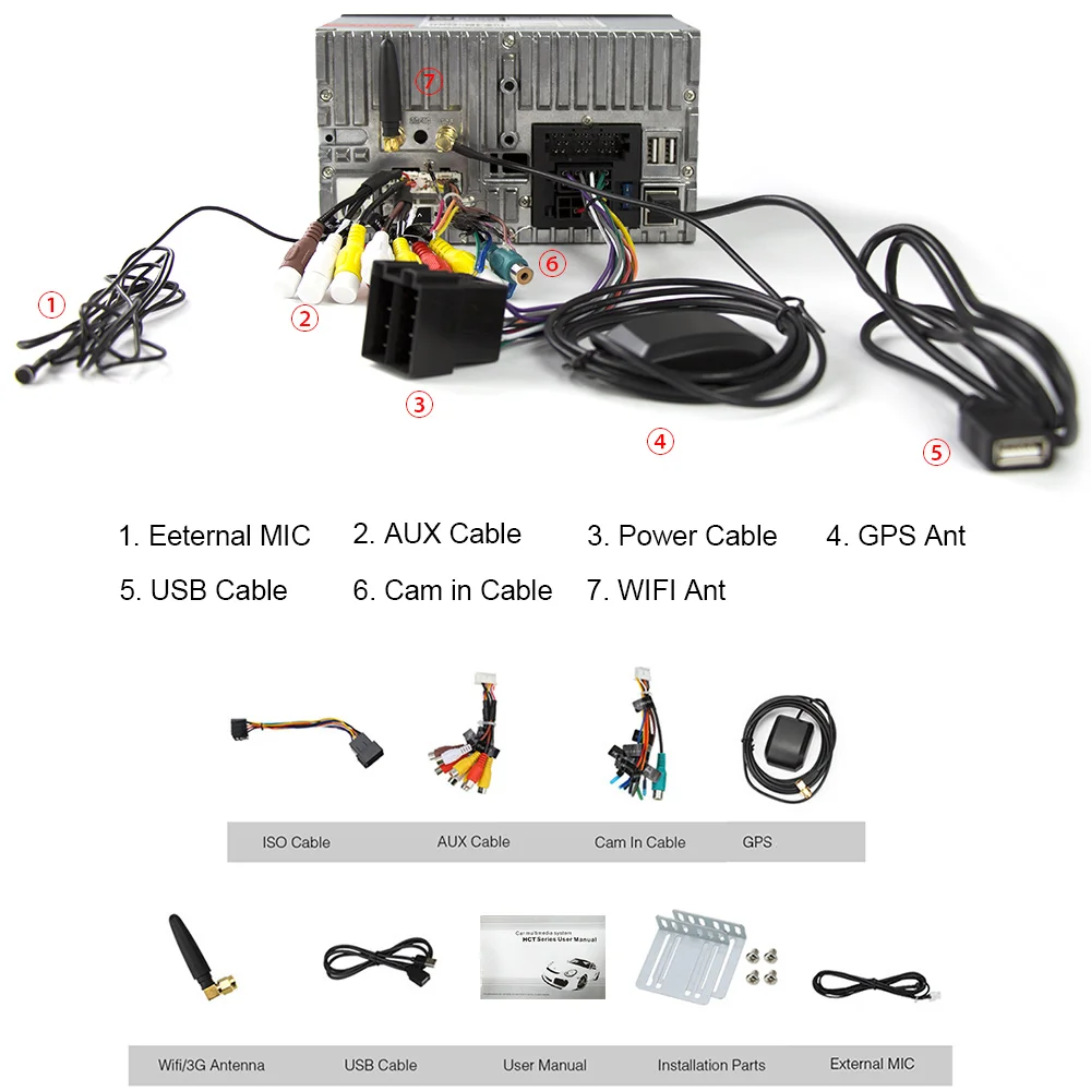 Автомагнитола Eunavi TDA7851 2 Din 7 дюймов Android 9 0 GPS навигация Wi Fi Bluetooth сенсорный экран