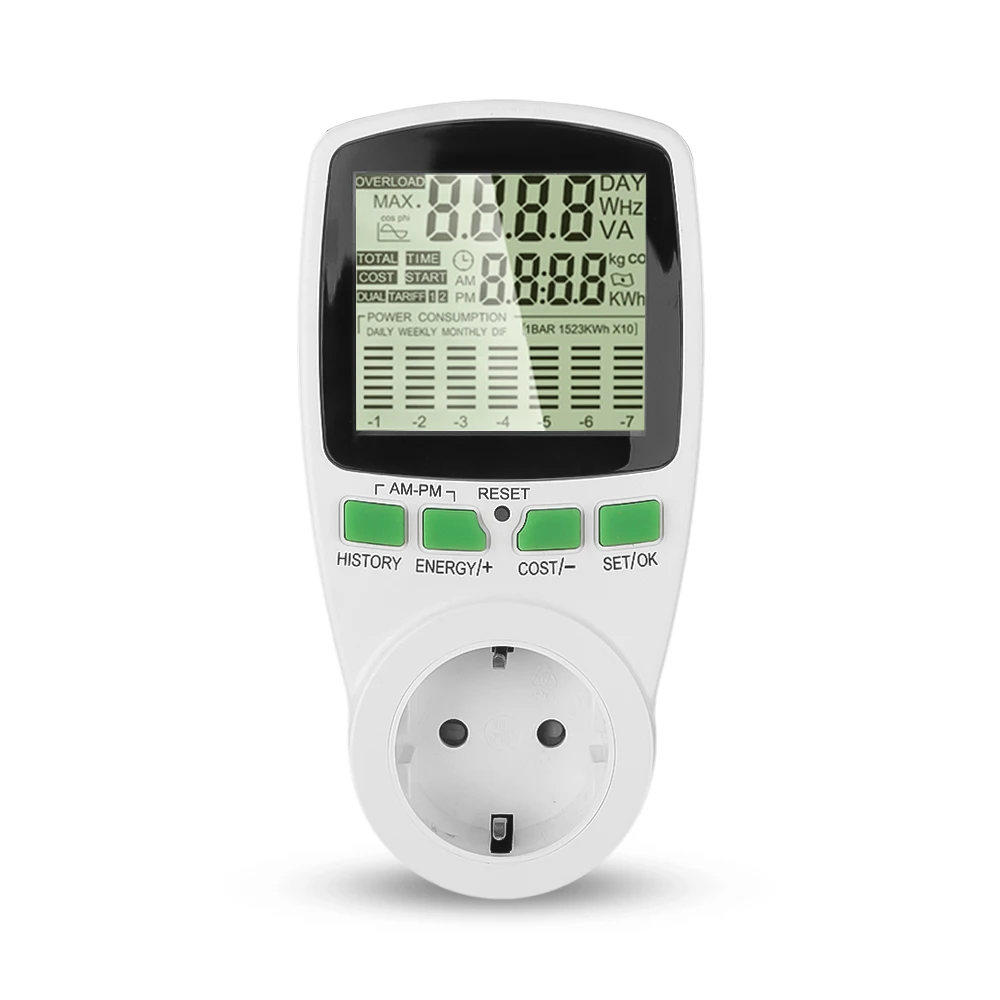 

Electricity Power Meter EU/US Plug Wattmeter Wattage Kwh Voltage Current Meter Socket Energy Meter